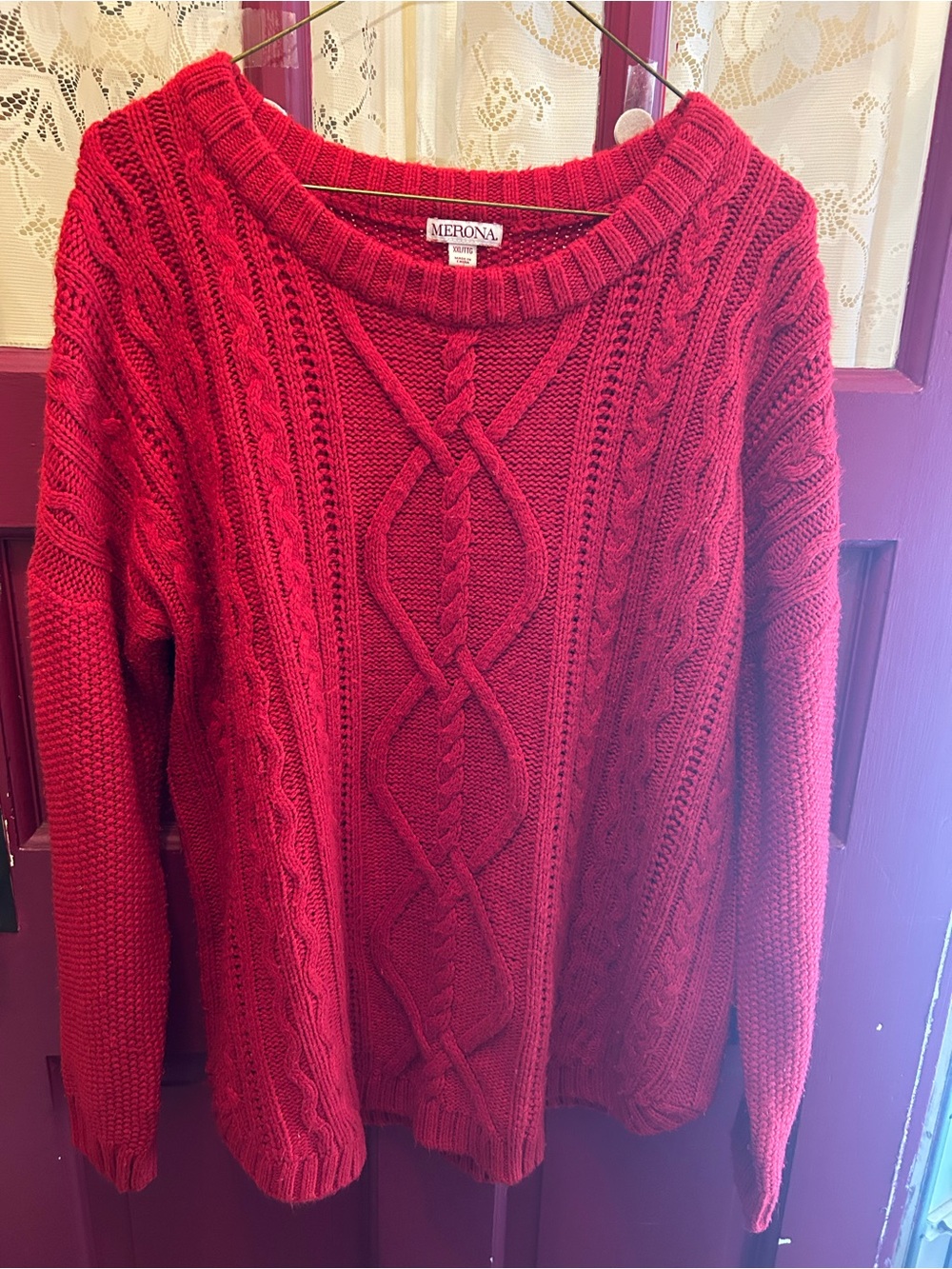 Merona Red Cable-Knit Crewneck Sweater